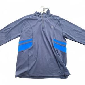 Alo Men's YOGA Long Sleeve Quarter-Zip Pullover - Gray BLUE RETAIL $158